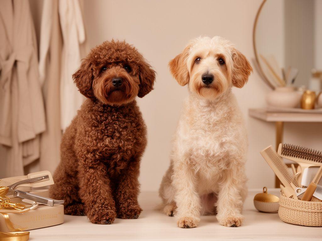 Stylish curly and wire-coated dogs after a precise breed-appropriate grooming trim