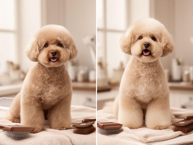 Doodle before and after teddy bear grooming cut
