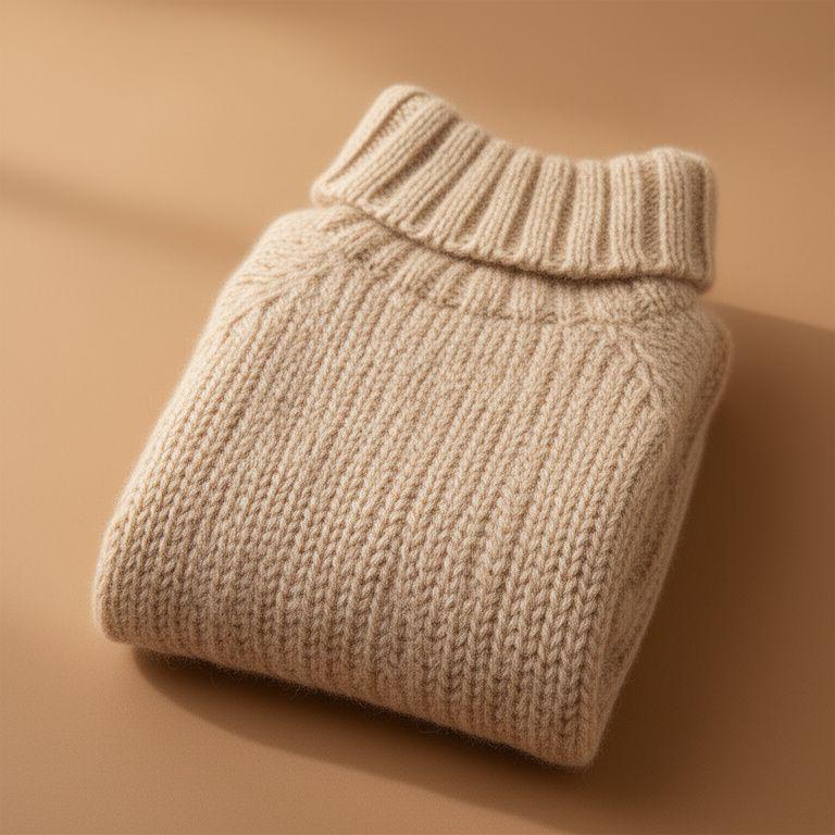 Soft knit dog sweater folded neatly in a boutique display