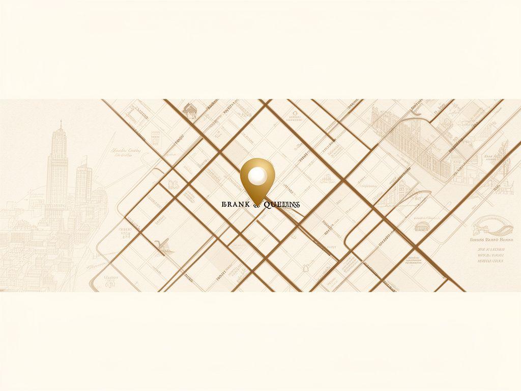 Stylized map-inspired image showing the Queens neighborhood around Thread & Paw Grooming