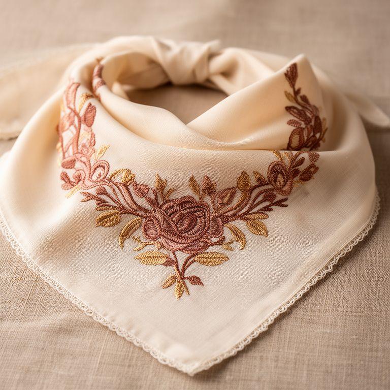 Embroidered dog bandana with elegant textile stitching and a soft drape